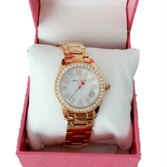 Betsey Johnson BJ00221-14 Heart Face Crystal Watch